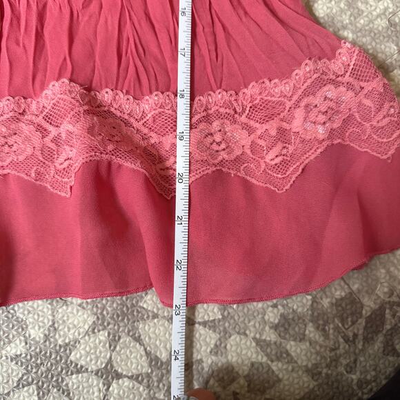Vintage Y2K  Pink Sheer Delicate Lace Ruffle Top Size Large Coquette Feminine - Picture 7 of 8
